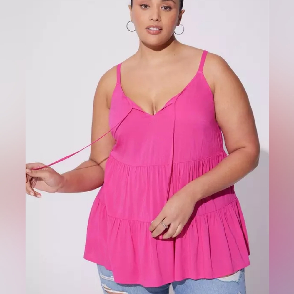 Torrid Bright Pink Tiered Tank Top